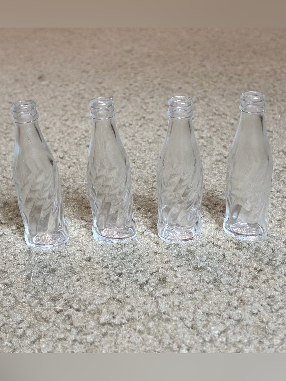 Set of 4 Vintage Pepsi Cola Swirl Soda Pop Bottles Mini Clear Glass 2.5 Inches